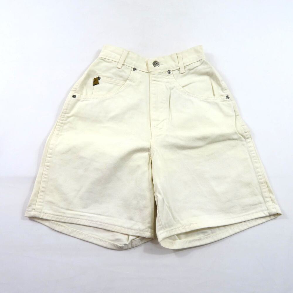 Chic Jean Mom Shorts High Waist Ivory Colored Made in USA Sz 3 Meas 21" 1980s